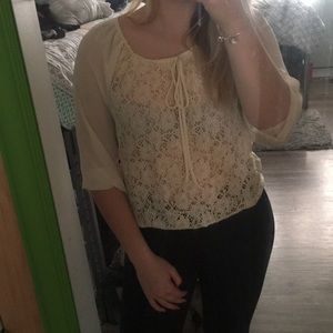 Lace See Through Cream Top